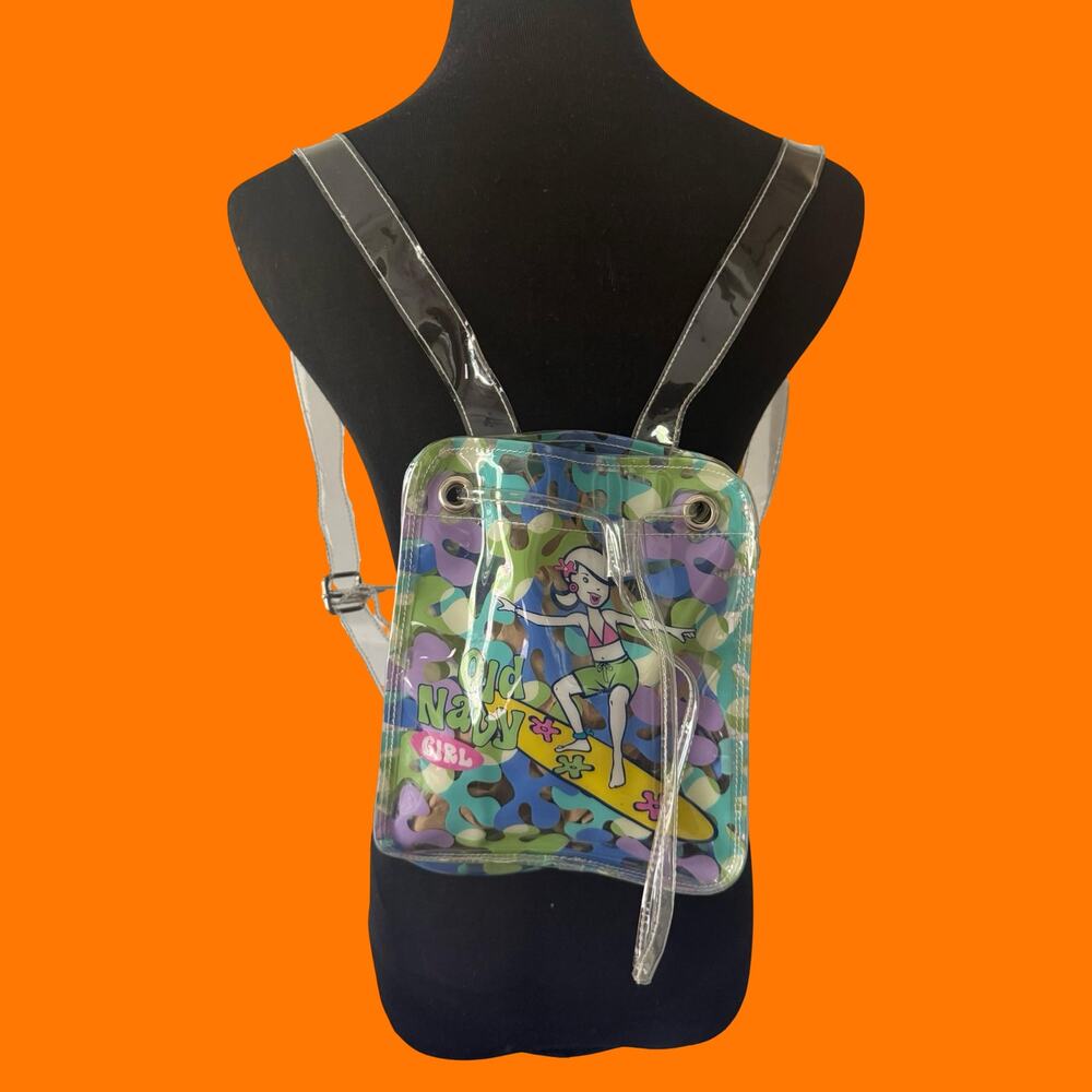 90's 00's vintage kawaii floral pvc mini backpack purse travel bag y2k old navy